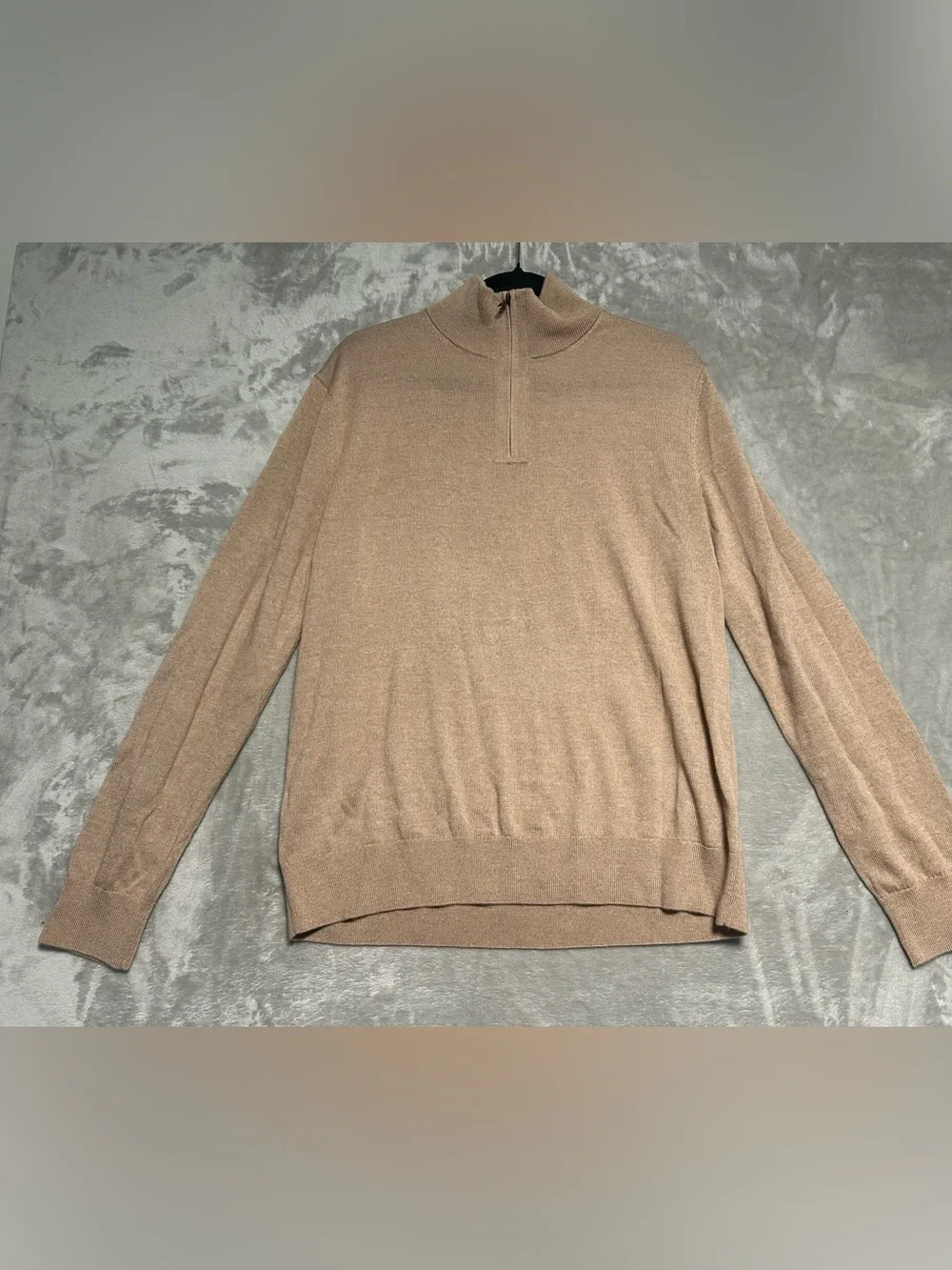 Banana Republic 100% Merino Wool Quarter Zip Pullover Sweater Men’s Large Tan